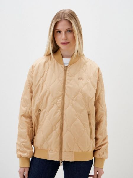 Утепленная демисезонная куртка Lacoste бежевая