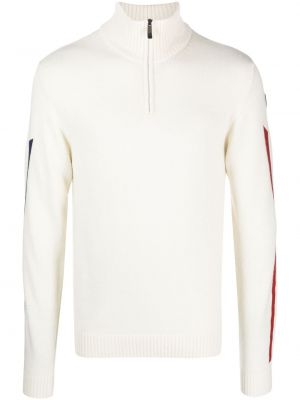 Пуловер на райета с принт Rossignol бяло