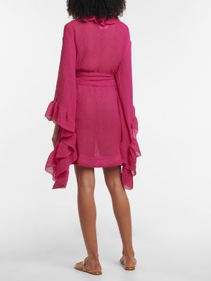 Λινή φόρεμα Lisa Marie Fernandez ροζ