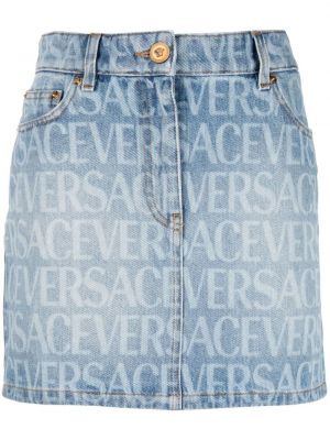 Raštuotas džinsinis sijonas Versace mėlyna