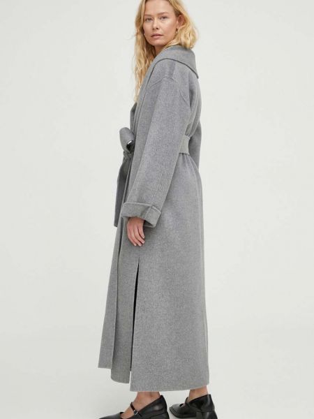 Oversized vlněný kabát By Malene Birger šedý