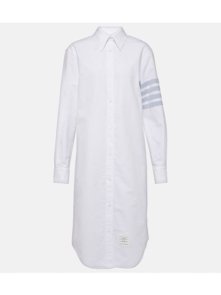 Хлопковое платье-рубашка Thom Browne белое