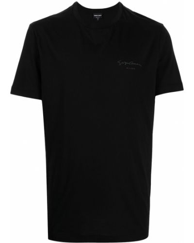 Koszulka bawełniana z nadrukiem Giorgio Armani czarna