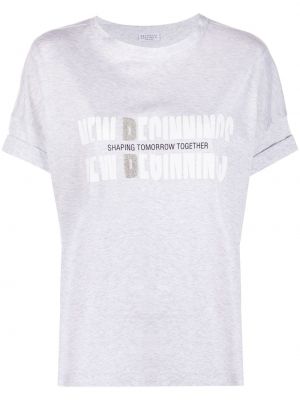 Camiseta con estampado Brunello Cucinelli gris
