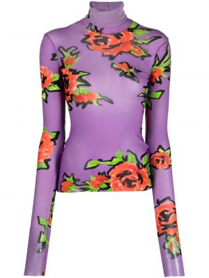 Prozorna bluza s cvetličnim vzorcem s potiskom Philosophy Di Lorenzo Serafini vijolična