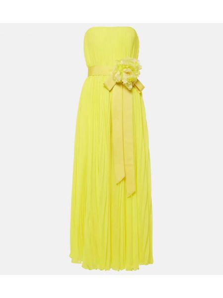 Sukienka długa szyfonowa Max Mara żółta