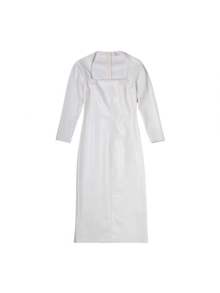 Sukienka midi skórzana z dekoltem kwadratowym Jucca biała