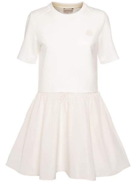 Mini vestido de seda de algodón Moncler blanco