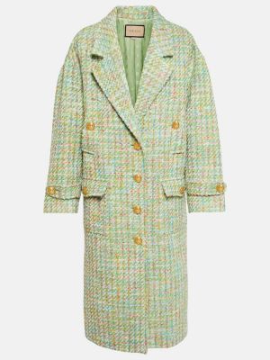 Palton de lână din tweed Gucci verde