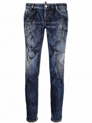 Trykt floral stretch jeans Dsquared2 blå