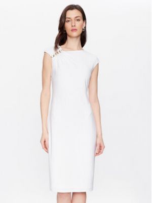 Slim fit koktejlové šaty Lauren Ralph Lauren bílé
