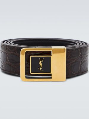 Cinturón ajustado de cuero Saint Laurent negro