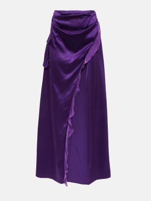 Asimetriškas šilkinis maksi sijonas satininis Didu violetinė