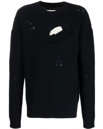 Chunky пуловер с протрити краища Feng Chen Wang черно