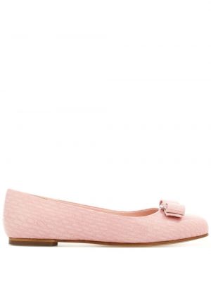 Ниски обувки с панделка Ferragamo розово