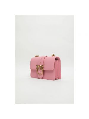 Jedwabna torebka skórzana Pinko różowa