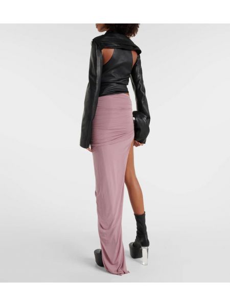 Ασύμμετρη maxi φούστα με ψηλή μέση Rick Owens ροζ