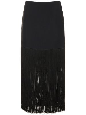 Falda midi con flecos de crepé Michael Kors Collection negro