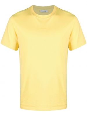 Haftowana koszulka bawełniana Sandro żółta