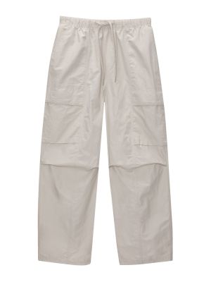Памучни карго панталони Pull&bear бяло