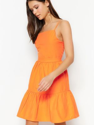 Pletena mini obleka Trendyol oranžna