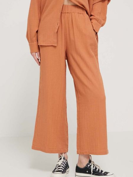 Spodnie z wysoką talią bawełniane Billabong pomarańczowe