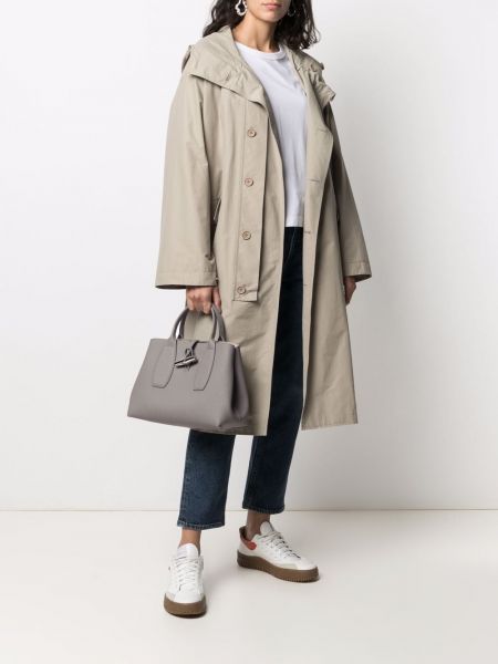 Kožená shopper kabelka Longchamp šedá