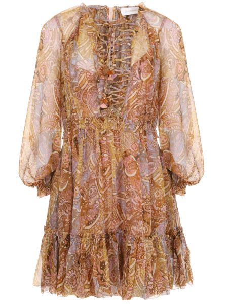 Шелковое платье с принтом Zimmermann