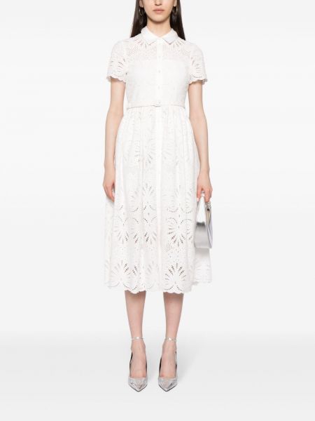 Bavlněné midi šaty Self-portrait bílé