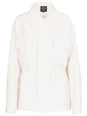 Bavlnená ľanová bunda Stella Mccartney biela