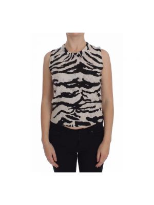 Kaschmir top mit print mit zebra-muster Dolce & Gabbana schwarz