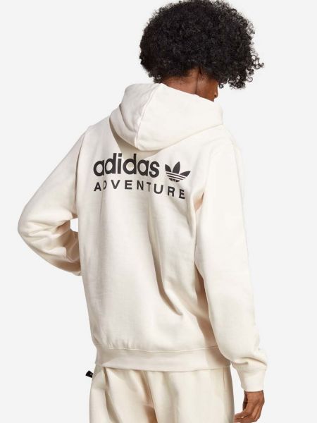 Bavlněná mikina s kapucí Adidas Originals bílá