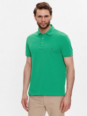Тениска с копчета slim Tommy Hilfiger зелено