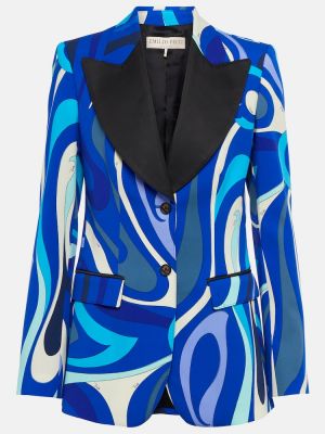 Volneni blazer z abstraktnimi vzorci Pucci modra