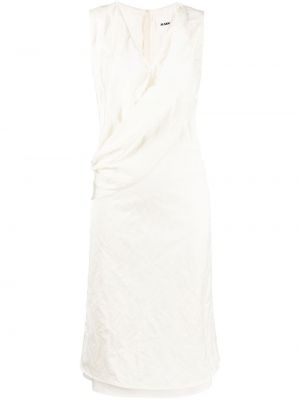 Sukienka midi bez rękawów drapowana Jil Sander biała