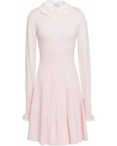 Кружевное шерстяное ажурное платье Temperley London, розовое