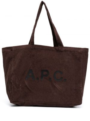 Trykt kordfløyel shoppingbag A.p.c. brun