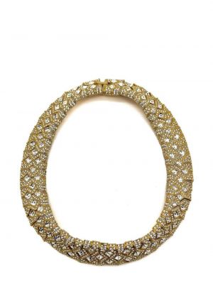 Křišťálový náhrdelník s hranatým výstřihem Jennifer Gibson Jewellery zlatý
