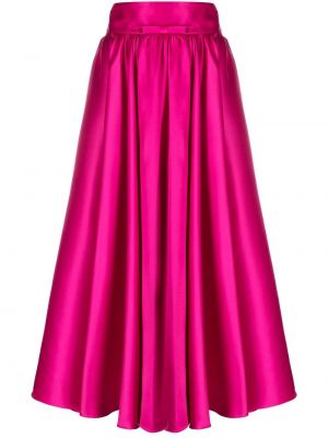 Сатенена миди пола с панделка Blanca Vita розово