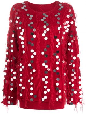 Mohérový svetr s flitry Ports 1961 červený