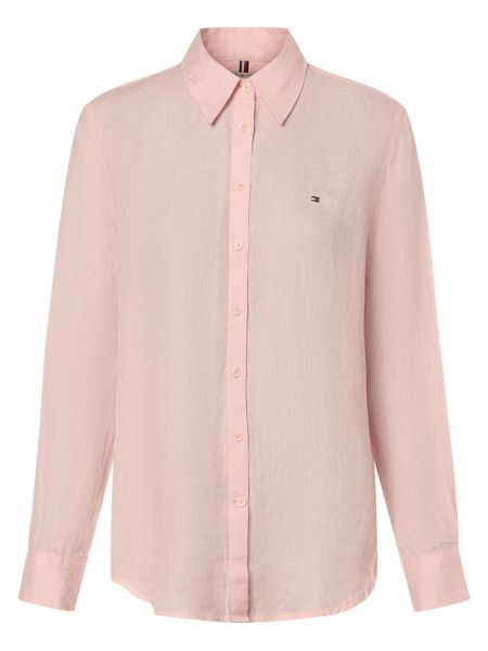 Lniana bluzka Tommy Hilfiger różowa