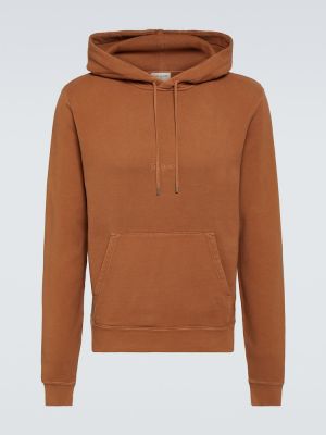 Pamučna hoodie s kapuljačom Saint Laurent smeđa