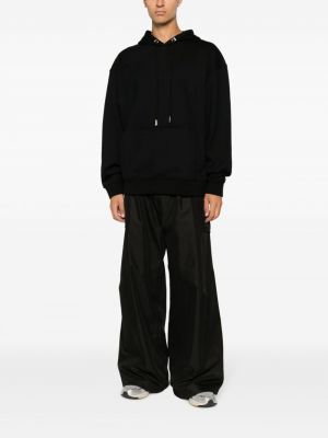 Kokvilnas kapučdžemperis ar apdruku Wooyoungmi melns
