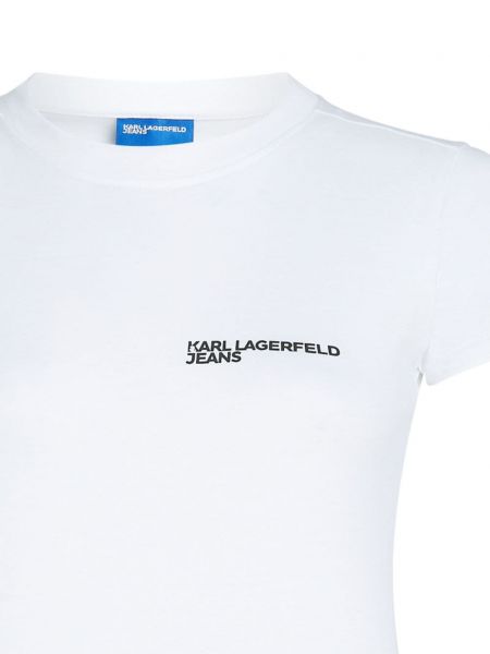 Bavlněné tričko s potiskem Karl Lagerfeld Jeans bílé
