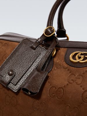 Kožená cestovná taška Gucci hnedá