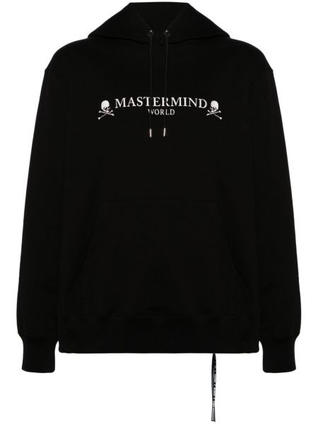 Raštuotas medvilninis džemperis su gobtuvu Mastermind Japan juoda