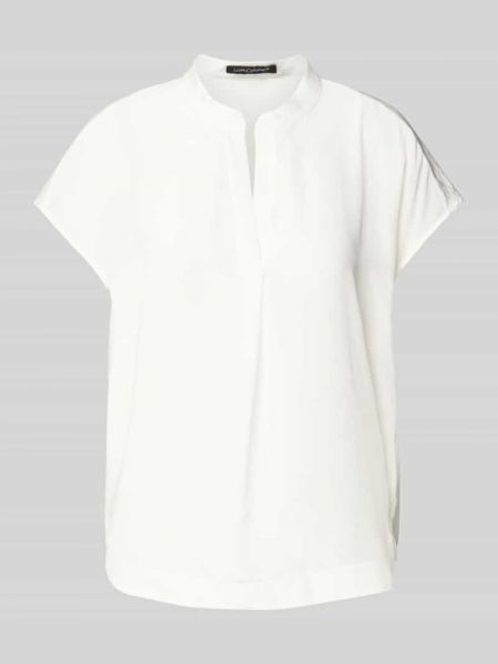 Bluzka w jednolitym kolorze z dekoltem w serek Luisa Cerano biała