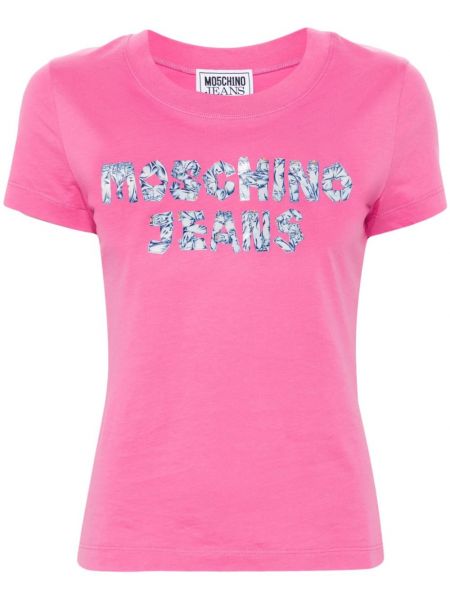 Painettu t-paita Moschino Jeans pinkki