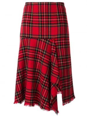 Vlněné midi sukně s vysokým pasem na zip Macgraw - červená