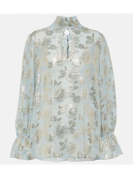 Bluză de mătase cu model floral din jacard Nina Ricci